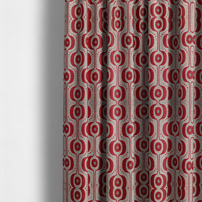 Apocalypse Geometric Pattern Fabric In Red Colour Upholstery Fabric CTR-142 - Made To Measure Curtains