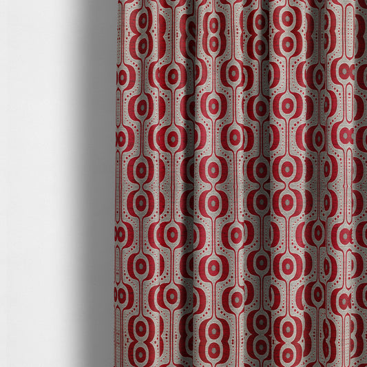 Apocalypse Geometric Pattern Fabric In Red Colour Upholstery Fabric CTR-142 - Made To Measure Curtains