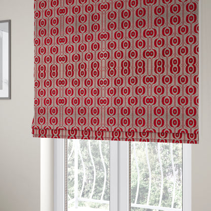 Apocalypse Geometric Pattern Fabric In Red Colour Upholstery Fabric CTR-142 - Roman Blinds