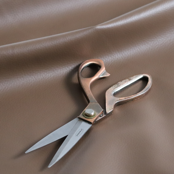 Gorizia Faux Leather Plain Grain Effect In Coffee Colour Upholstery Fabric CTR-1422