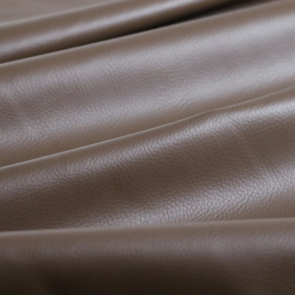 Gorizia Faux Leather Plain Grain Effect In Coffee Colour Upholstery Fabric CTR-1422