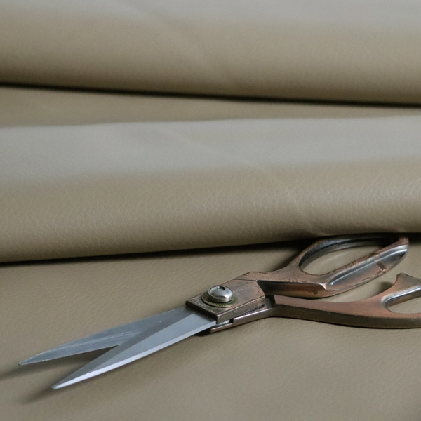 Gorizia Faux Leather Plain Grain Effect In Beige Colour Upholstery Fabric CTR-1423