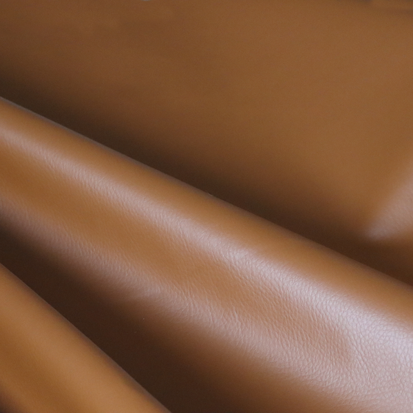 Gorizia Faux Leather Plain Grain Effect In Tan Colour Upholstery Fabric CTR-1424