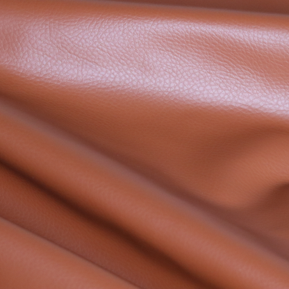 Gorizia Faux Leather Plain Grain Effect In Orange Colour Upholstery Fabric CTR-1425