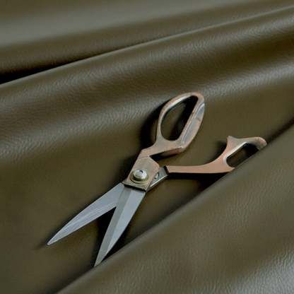 Gorizia Faux Leather Plain Grain Effect In Olive Green Colour Upholstery Fabric CTR-1426