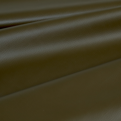Gorizia Faux Leather Plain Grain Effect In Olive Green Colour Upholstery Fabric CTR-1426