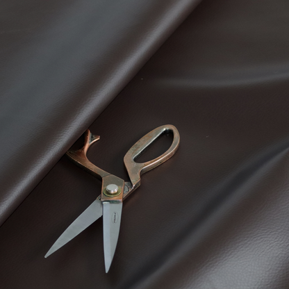 Gorizia Faux Leather Plain Grain Effect In Dark Brown Colour Upholstery Fabric CTR-1427