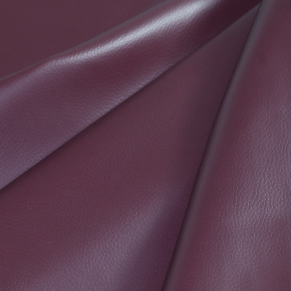 Gorizia Faux Leather Plain Grain Effect In Purple Colour Upholstery Fabric CTR-1429