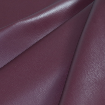 Gorizia Faux Leather Plain Grain Effect In Purple Colour Upholstery Fabric CTR-1429
