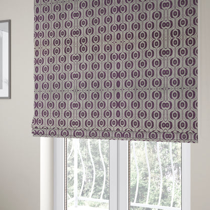 Apocalypse Geometric Pattern Fabric In Purple Colour Upholstery Fabric CTR-143 - Roman Blinds