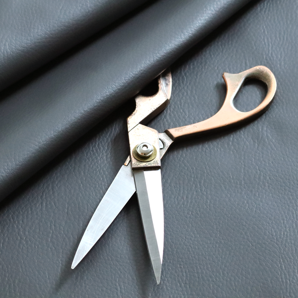 Gorizia Faux Leather Plain Grain Effect In Grey Colour Upholstery Fabric CTR-1431