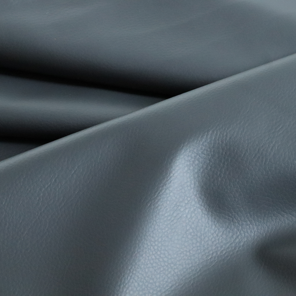 Gorizia Faux Leather Plain Grain Effect In Grey Colour Upholstery Fabric CTR-1431