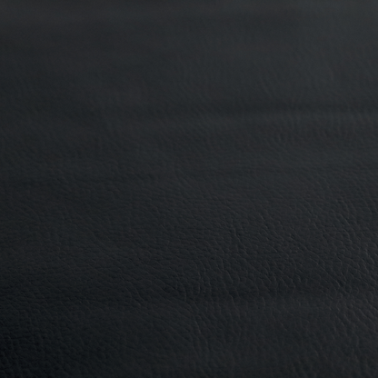Gorizia Faux Leather Plain Grain Effect In Black Colour Upholstery Fabric CTR-1432