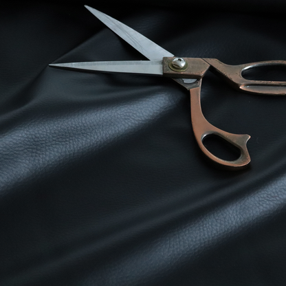 Gorizia Faux Leather Plain Grain Effect In Black Colour Upholstery Fabric CTR-1432