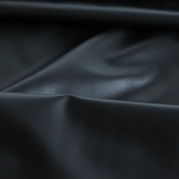 Gorizia Faux Leather Plain Grain Effect In Black Colour Upholstery Fabric CTR-1432