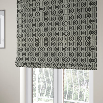 Apocalypse Geometric Pattern Fabric In Black Colour Upholstery Fabric CTR-144 - Roman Blinds