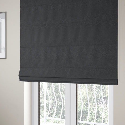 Summer Textured Weave Clean Easy Black Upholstery Fabric CTR-1447 - Roman Blinds