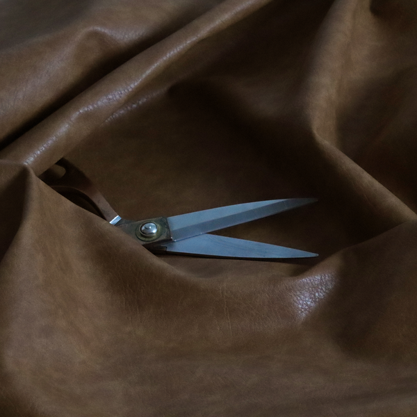 Palermo Faux Leather Aged Effect In Tan Colour Upholstery Fabric CTR-1448