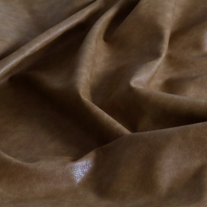 Palermo Faux Leather Aged Effect In Tan Colour Upholstery Fabric CTR-1448