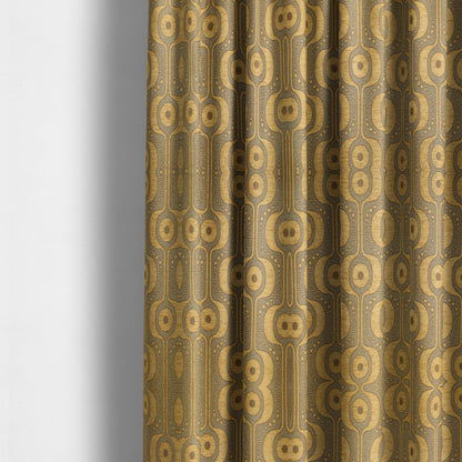 Apocalypse Geometric Pattern Fabric In Gold Colour Upholstery Fabric CTR-145 - Made To Measure Curtains