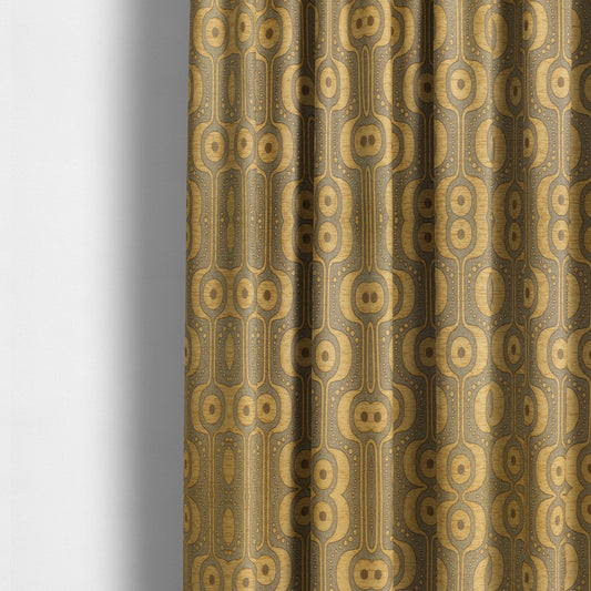 Apocalypse Geometric Pattern Fabric In Gold Colour Upholstery Fabric CTR-145 - Made To Measure Curtains