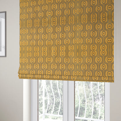 Apocalypse Geometric Pattern Fabric In Gold Colour Upholstery Fabric CTR-145 - Roman Blinds