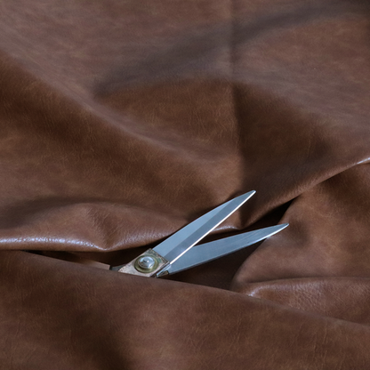 Palermo Faux Leather Aged Effect In Mocha Colour Upholstery Fabric CTR-1450