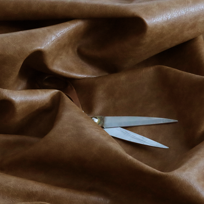 Palermo Faux Leather Aged Effect In Brown Colour Upholstery Fabric CTR-1451