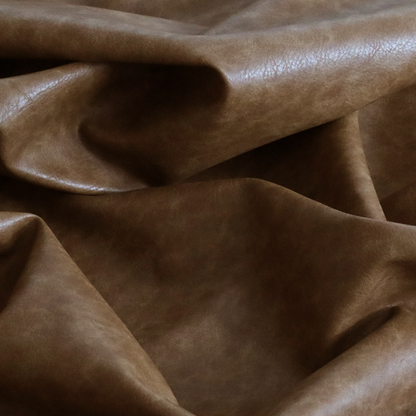 Palermo Faux Leather Aged Effect In Brown Colour Upholstery Fabric CTR-1451