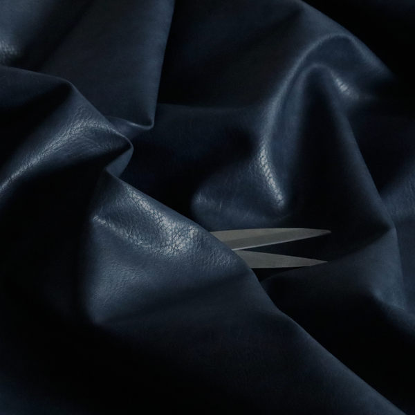 Palermo Faux Leather Aged Effect In Navy Blue Colour Upholstery Fabric CTR-1454