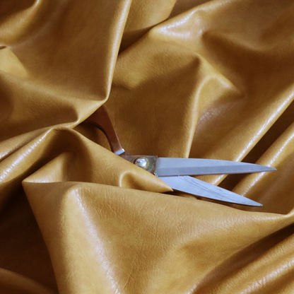 Palermo Faux Leather Aged Effect In Yellow Colour Upholstery Fabric CTR-1457