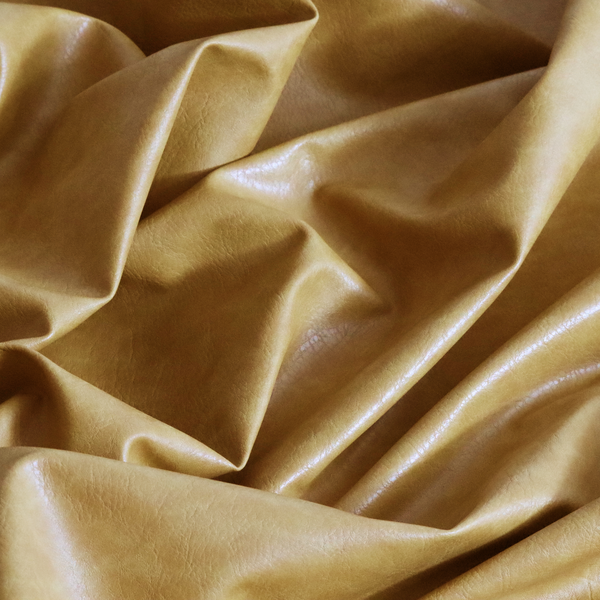 Palermo Faux Leather Aged Effect In Yellow Colour Upholstery Fabric CTR-1457