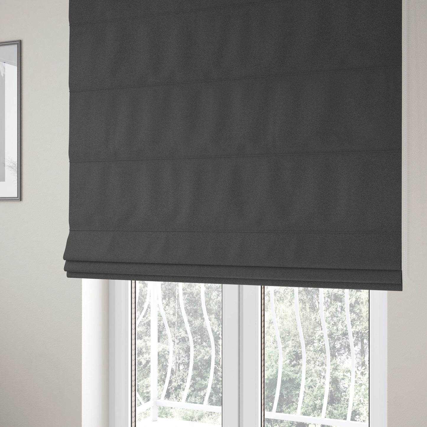 Dabhel Plain Weave Water Repellent Black Upholstery Fabric CTR-1457 - Roman Blinds