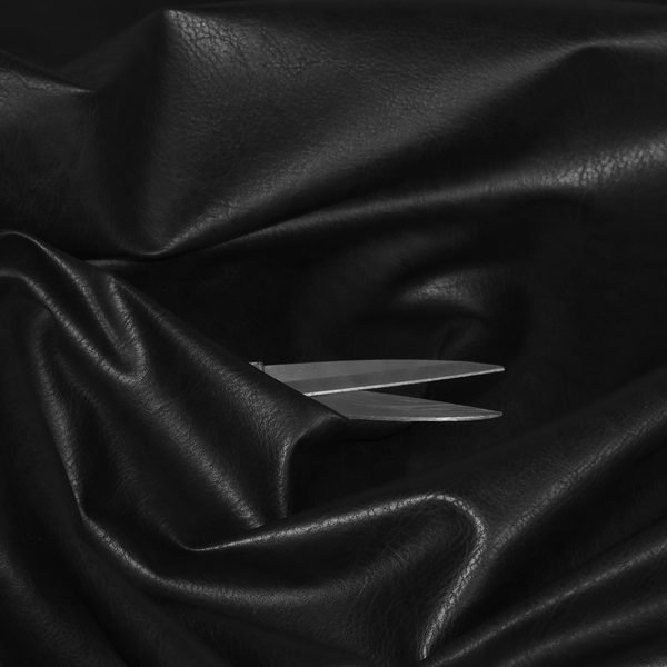 Palermo Faux Leather Aged Effect In Black Colour Upholstery Fabric CTR-1459