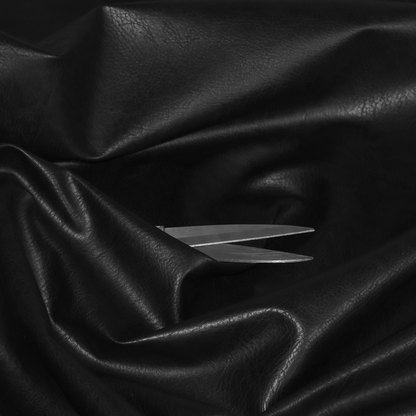 Palermo Faux Leather Aged Effect In Black Colour Upholstery Fabric CTR-1459
