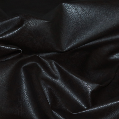 Palermo Faux Leather Aged Effect In Black Colour Upholstery Fabric CTR-1459