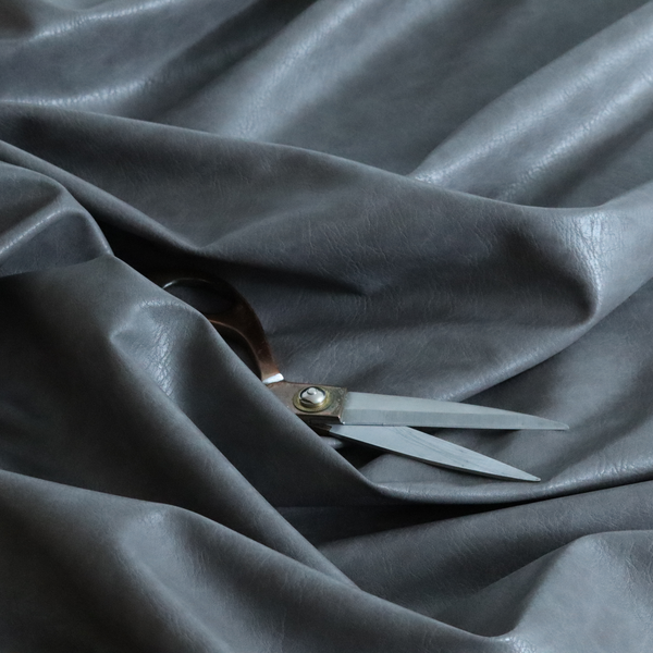 Palermo Faux Leather Aged Effect In Grey Colour Upholstery Fabric CTR-1460