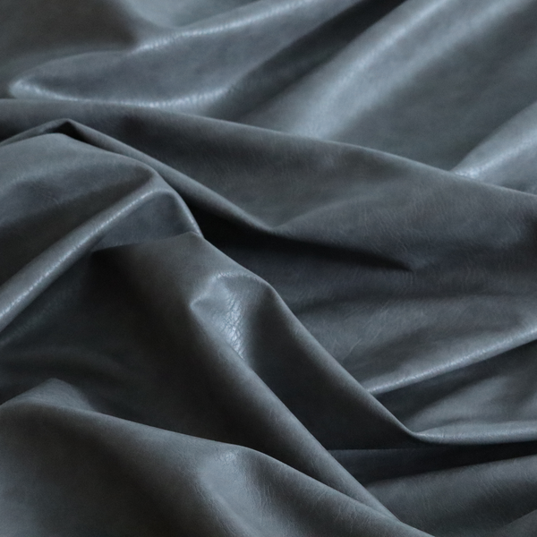 Palermo Faux Leather Aged Effect In Grey Colour Upholstery Fabric CTR-1460