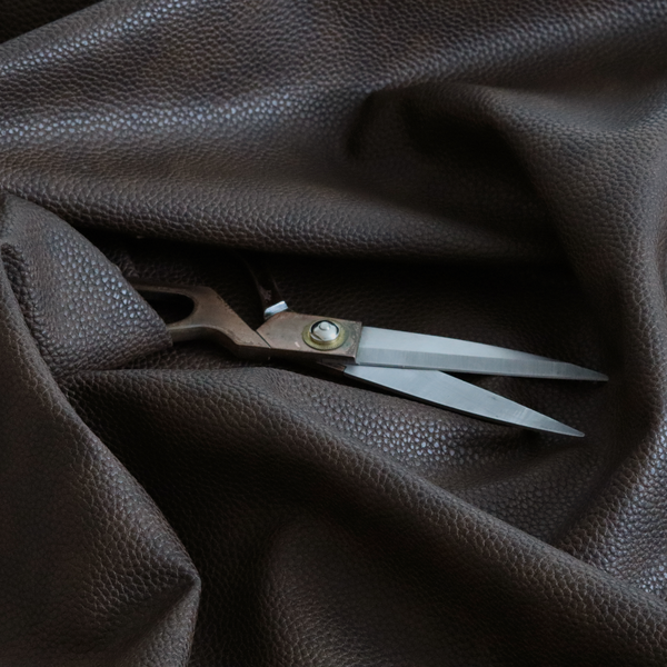 Ortona Faux Leather Malted Effect In Dark Brown Colour Upholstery Fabric CTR-1465