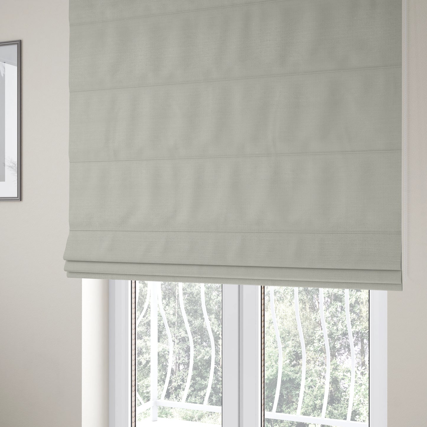 Sydney Linen Effect Chenille Plain Water Repellent Silver Upholstery Fabric CTR-1467 - Roman Blinds