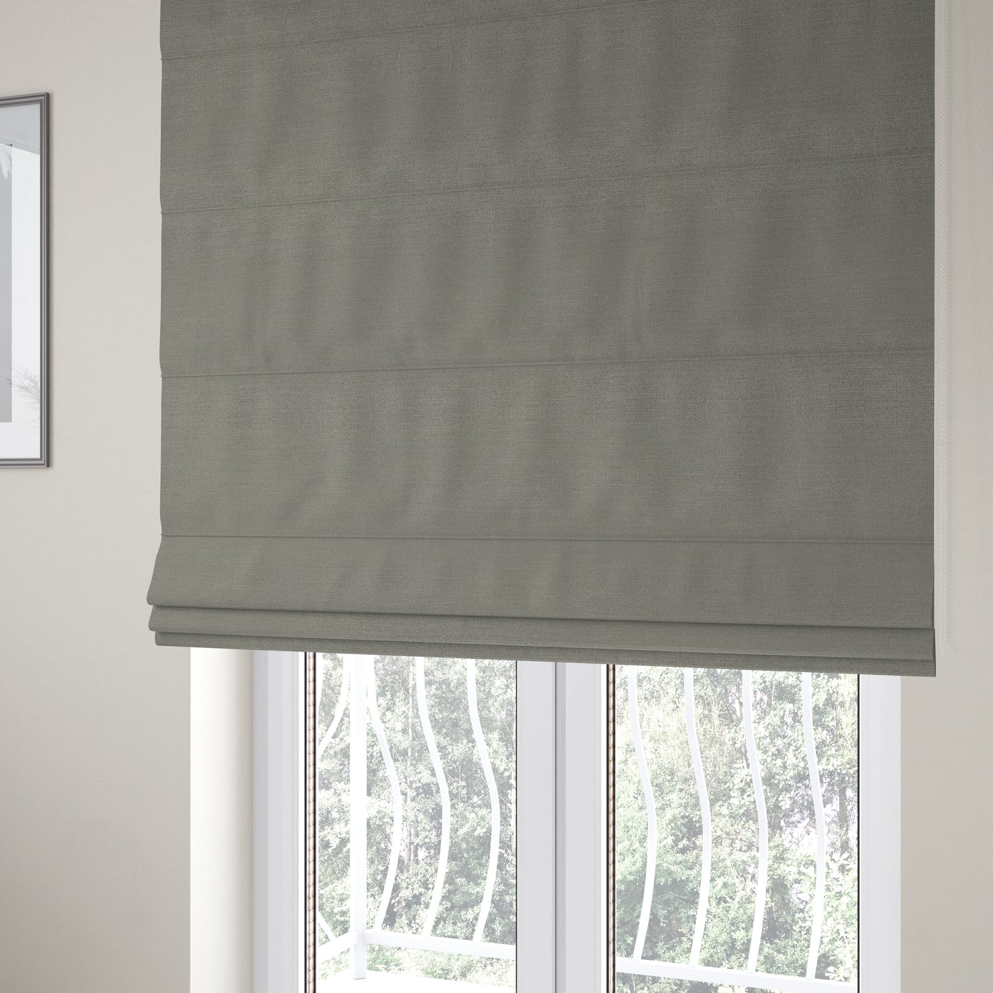 Sydney Linen Effect Chenille Plain Water Repellent Grey Upholstery Fabric CTR-1468 - Roman Blinds