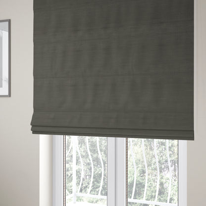 Sydney Linen Effect Chenille Plain Water Repellent Black Upholstery Fabric CTR-1469 - Roman Blinds