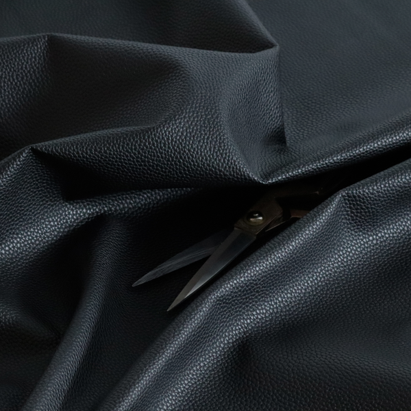 Ortona Faux Leather Malted Effect In Black Colour Upholstery Fabric CTR-1470