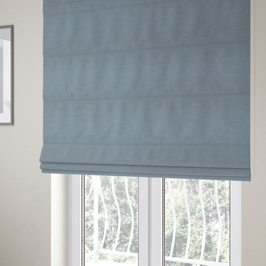 Boston Flat Weave Crayon Blue Recycled Upholstery Fabric CTR-1473 - Roman Blinds