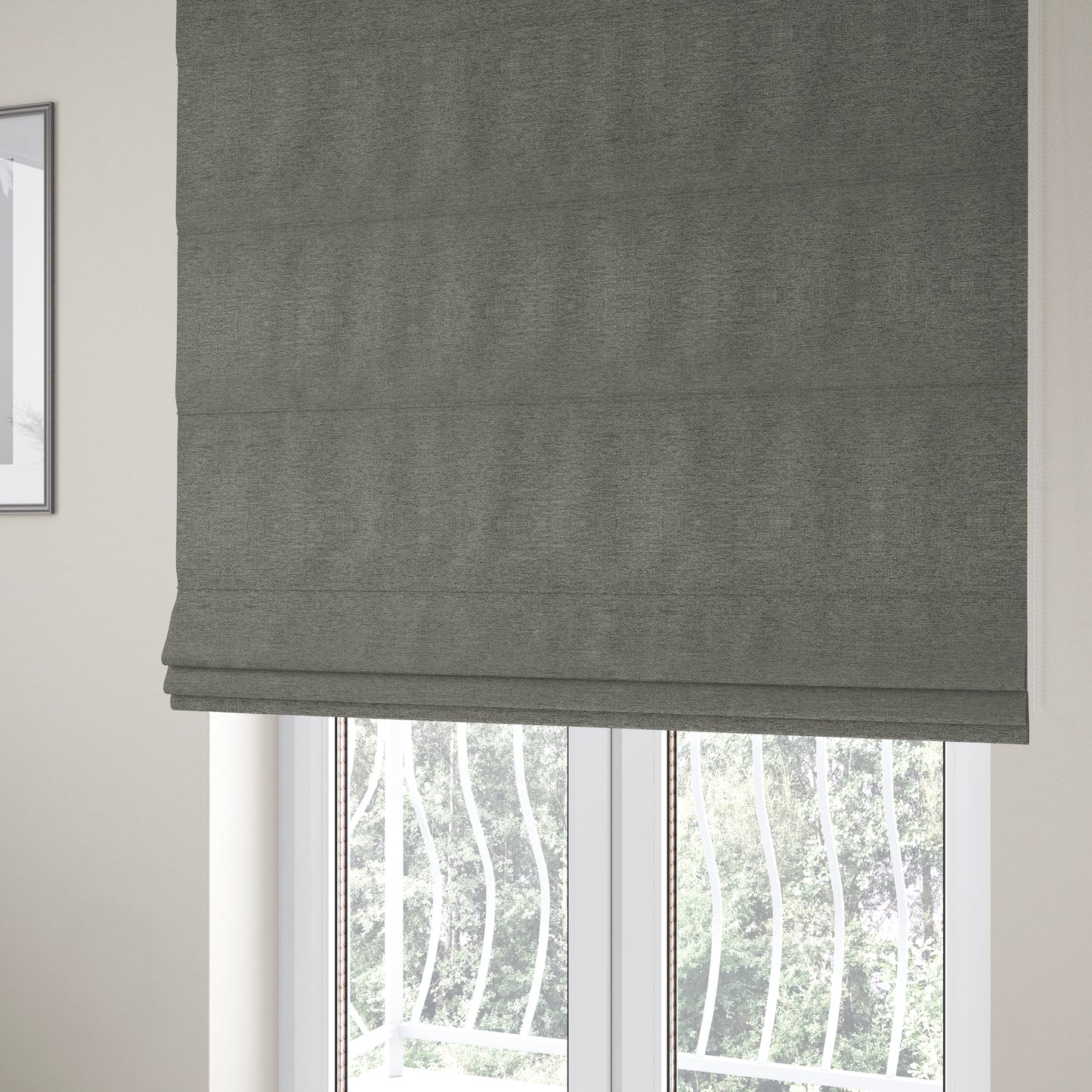 Boston Flat Weave Black Recycled Upholstery Fabric CTR-1486 - Roman Blinds