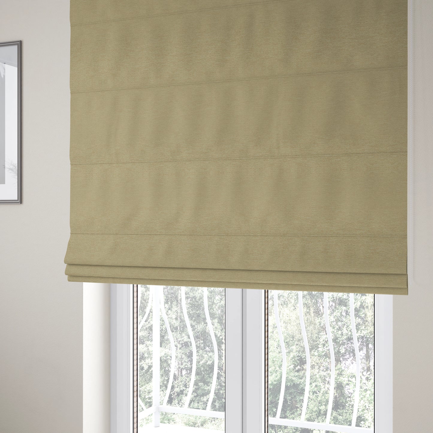 Miami Soft Plain Weave Water Repellent Beige Upholstery Fabric CTR-1496 - Roman Blinds