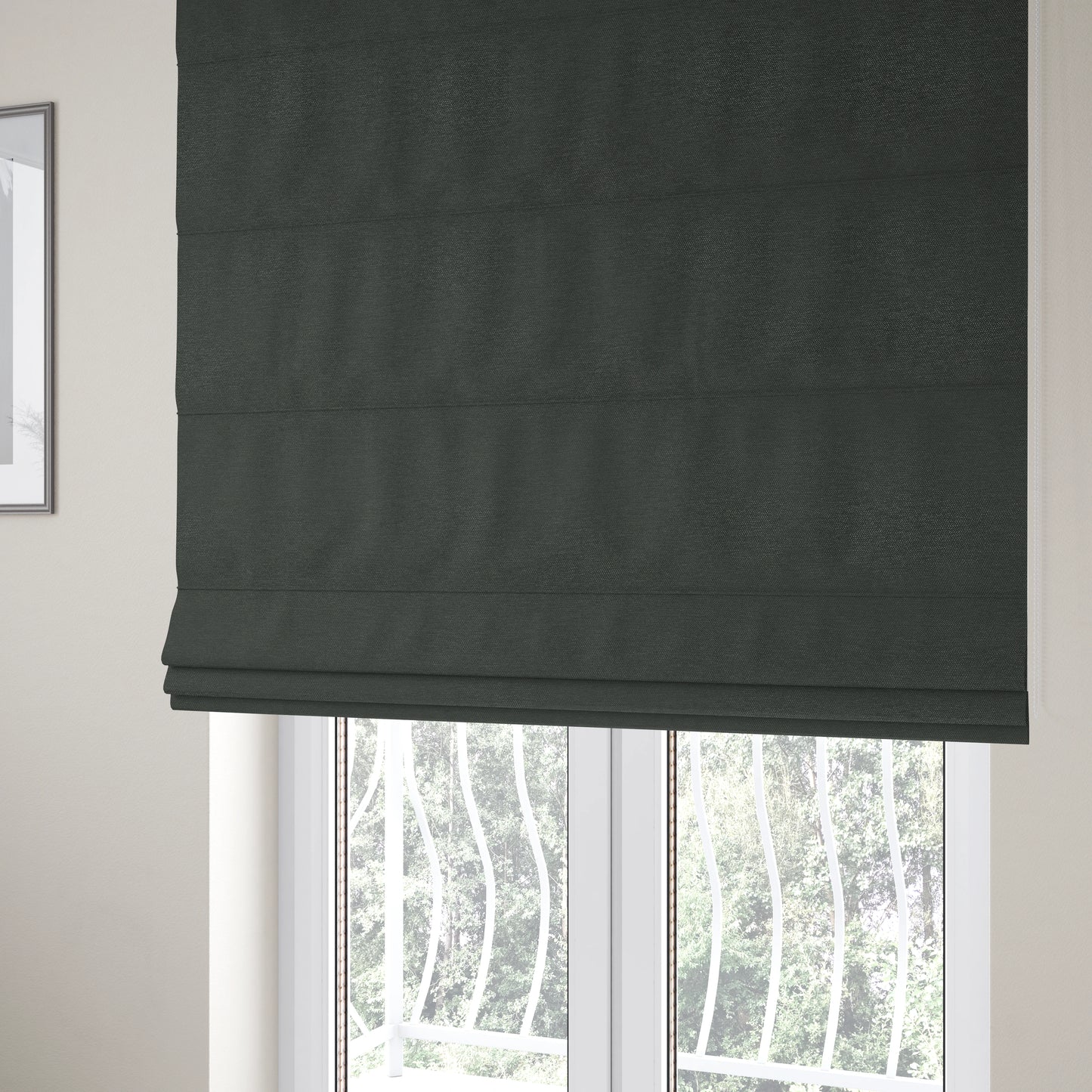 Miami Soft Plain Weave Water Repellent Black Upholstery Fabric CTR-1509 - Roman Blinds