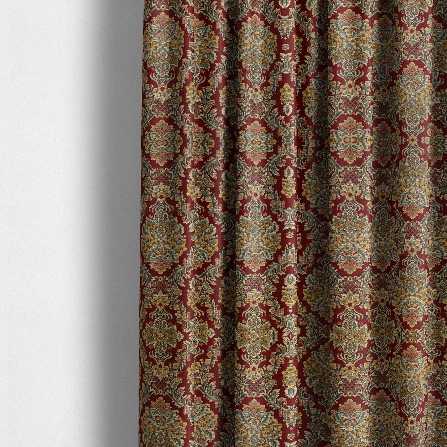 Legacy Damask Collection Exotic Rich Floral Pattern Red Colour Upholstery Fabric CTR-151 - Made To Measure Curtains