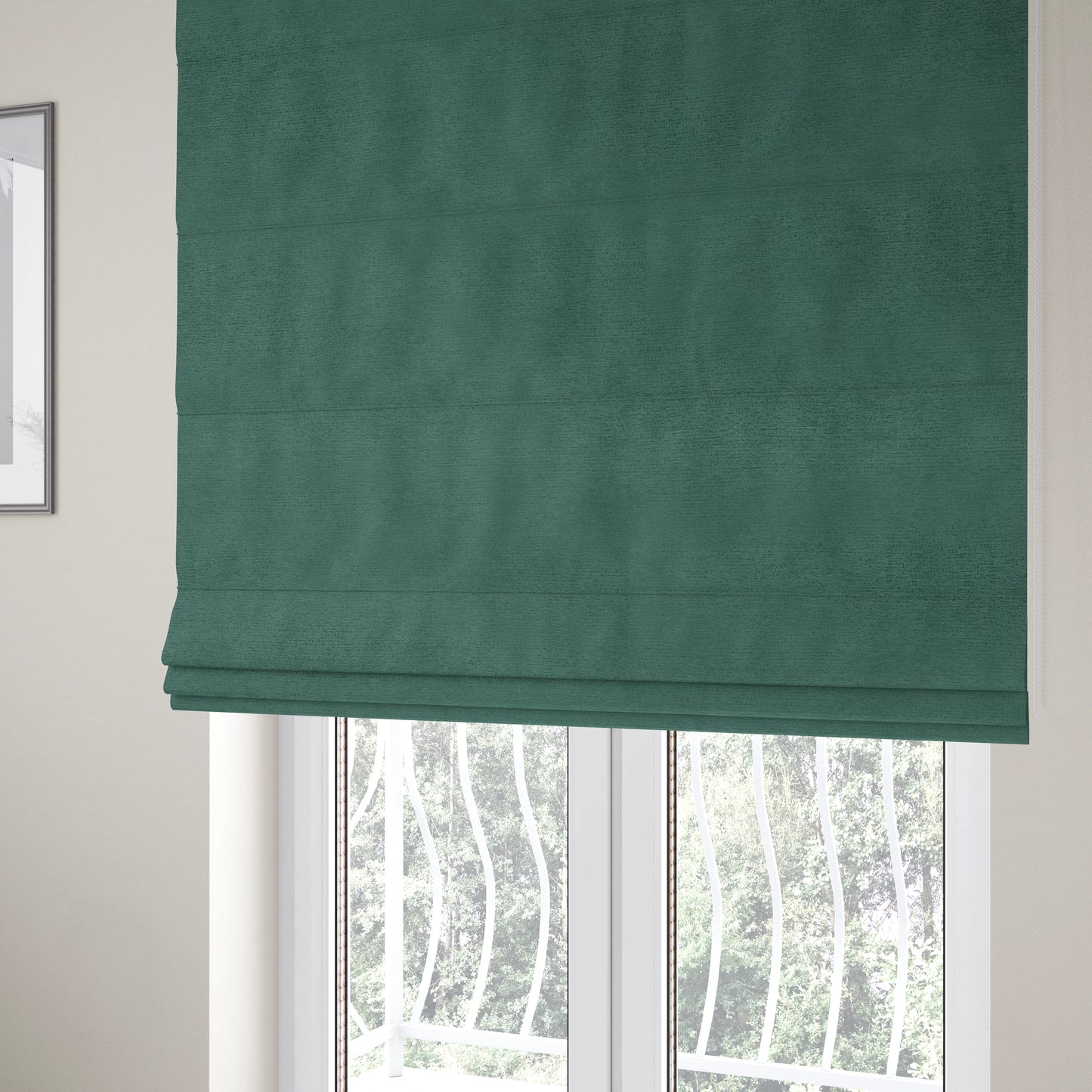 Melbourne Chenille Plain Emerald Green Upholstery Fabric CTR-1515 - Roman Blinds