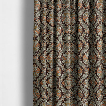 Legacy Damask Collection Exotic Rich Floral Pattern Brown Colour Upholstery Fabric CTR-152 - Made To Measure Curtains